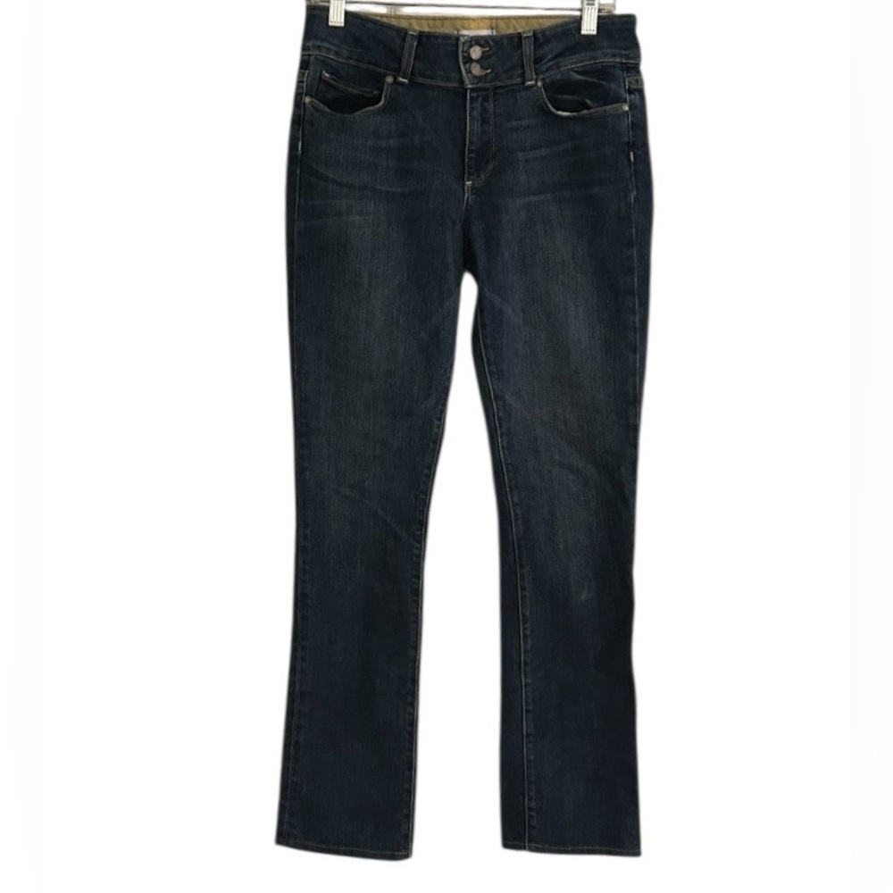 Paige Hidden Hills Straight Jeans Anthropologie Size 30 Dark Wash